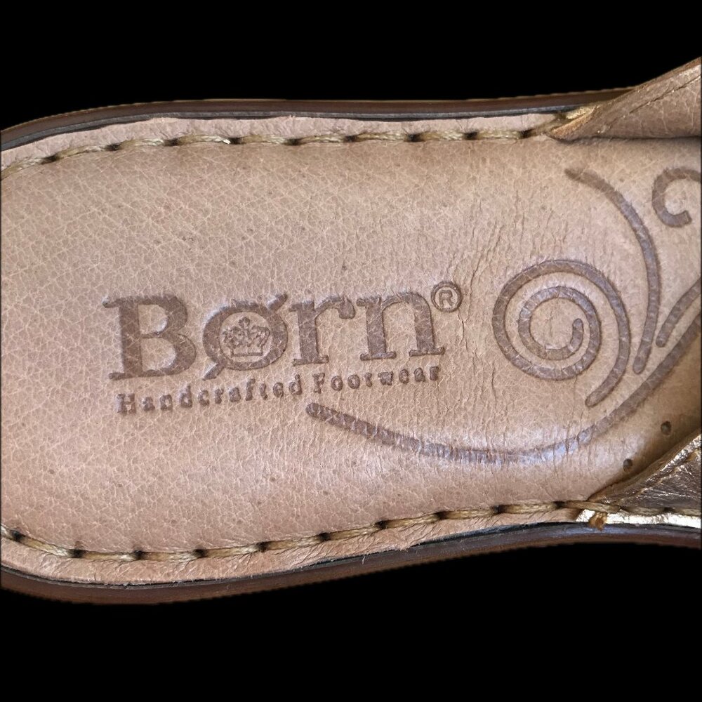 Born Gold Metallic Leather Boho Slide Comfort Sandals Woman’s 9 - Picture 7 of 7